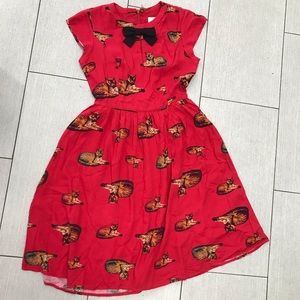 NWOT ModCloth Bow front aline Dress in Crimson Cat